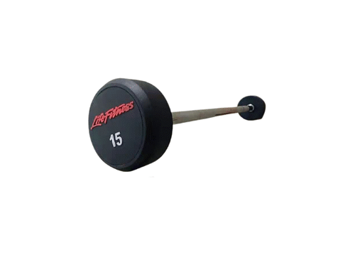 Rubber Coated Straight Barbell with Lifefitness Logo